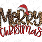 Merry Christmas Leopard Santa Hat Graphic T-Shirt
