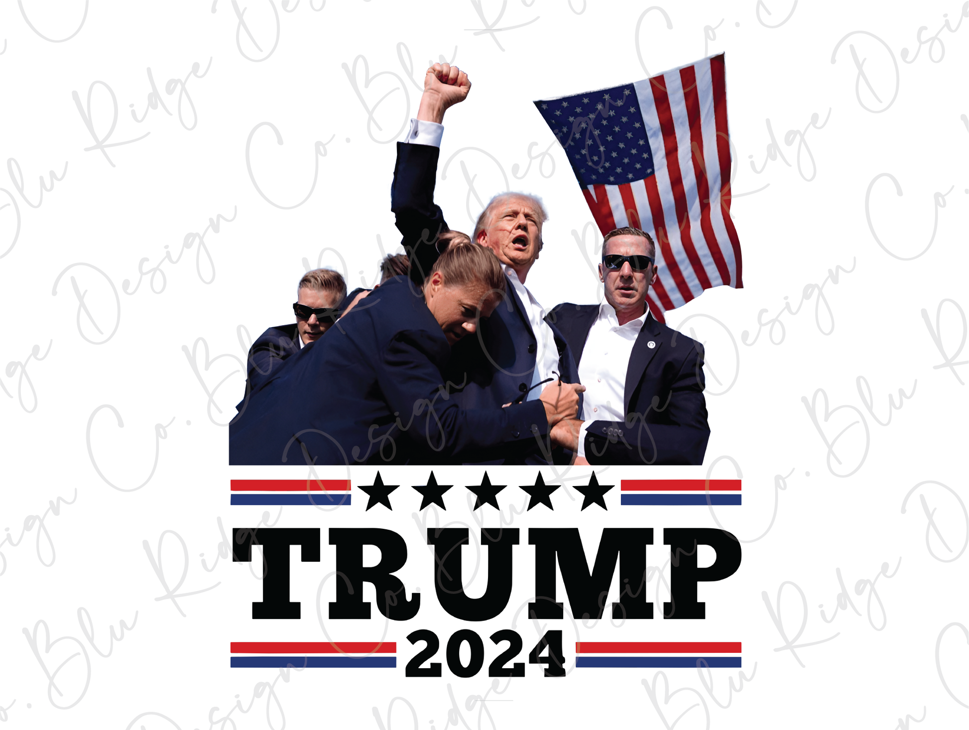 a group of people holding american flags in front of a white background