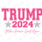 a pink trump shirt with stars and the words make america great again