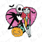 a skeleton and a girl with a jack - o - lantern