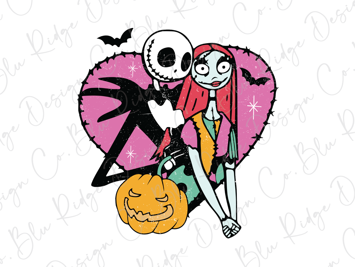 a skeleton and a girl with a jack - o - lantern