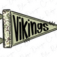 A flag with the word "Vikings" written on it in a stylized font.
