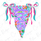 A colorful and whimsical design featuring the word "Lets" in a stylized font, surrounded by floral elements and bows in shades of pink, blue, and green.