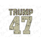 a white shirt with the words trump 47 on it