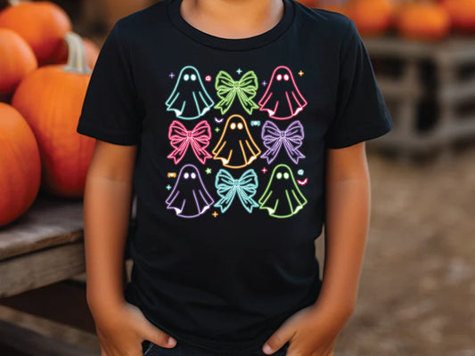 Halloween Ghost Coquette Neon Graphic T-Shirt