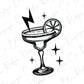 a black and white drawing of a cocktail