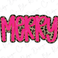 the word merry in leopard print on a white background