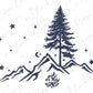 a drawing of a pine tree on top of a mountain