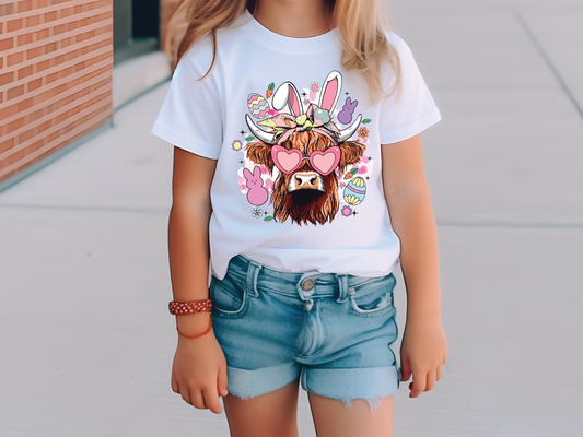 Easter Bunny Cow Graphic T-Shirt