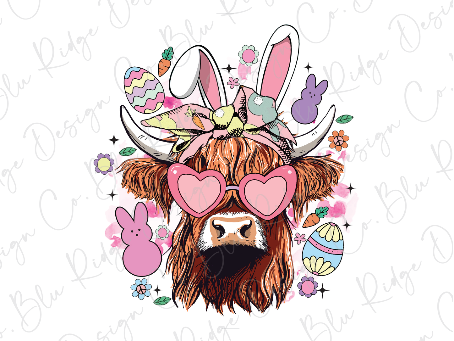 Easter Bunny Cow Graphic T-Shirt