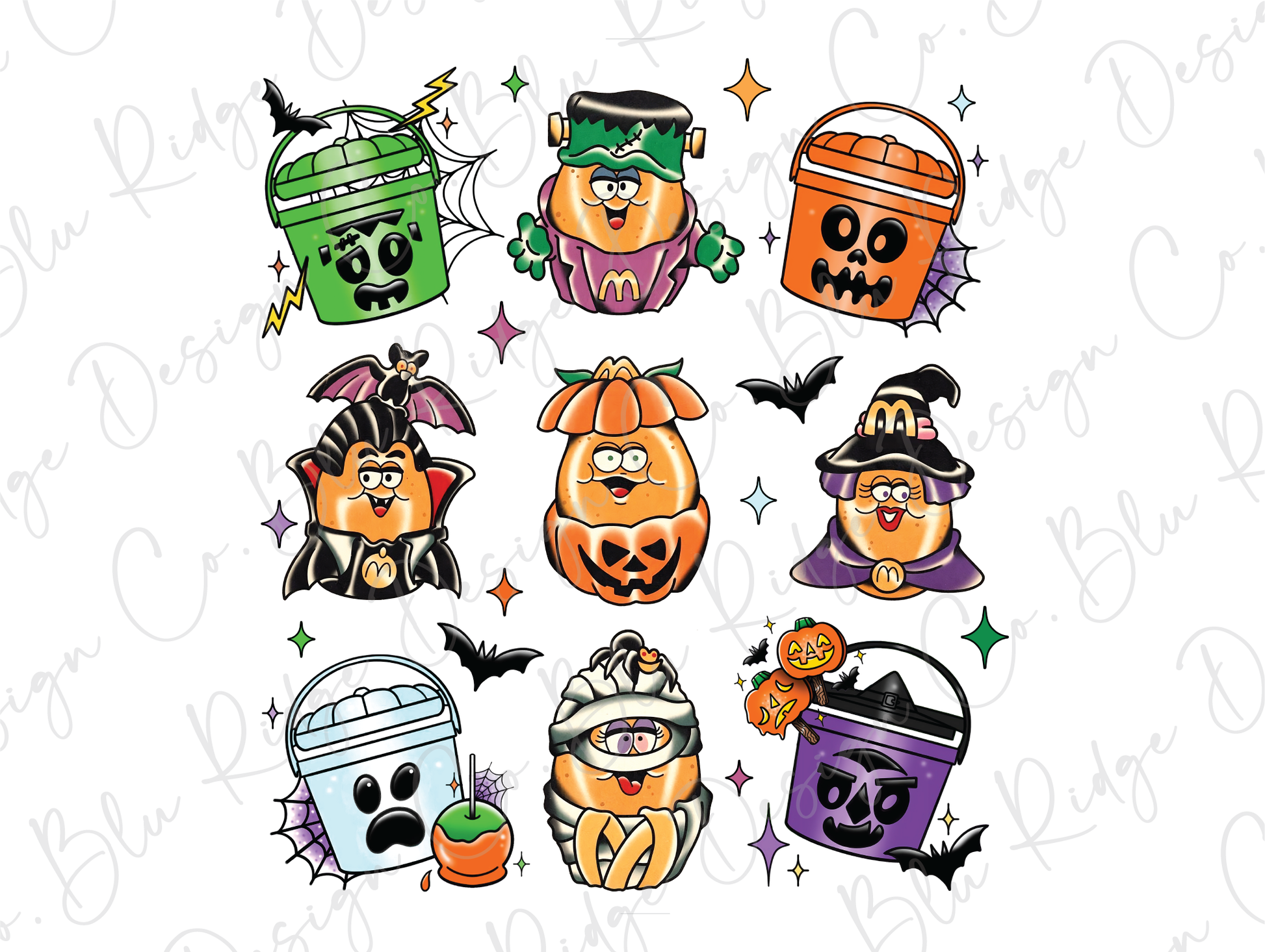 a group of halloween stickers on a white background