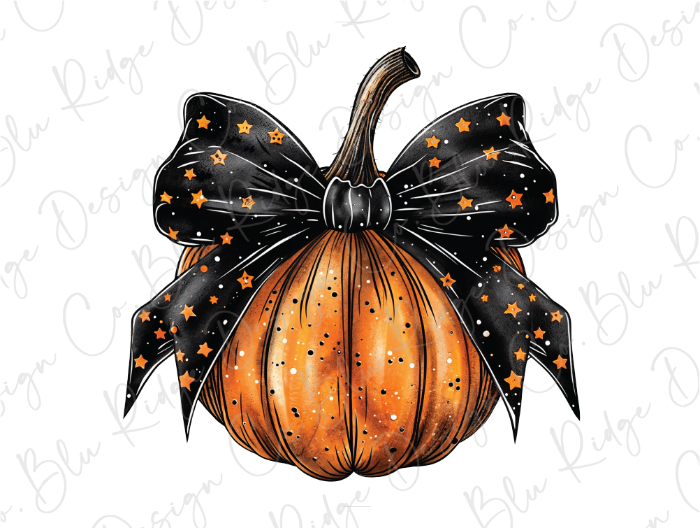 a drawing of a pumpkin with a bow