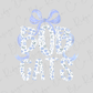 the word "GATS" in a stylized, floral design with a blue ribbon.