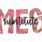 the word "MES" written in a stylized, colorful font.