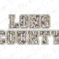 the text "LONGCOUNTY" in a camouflage pattern, which is a stylized representation of the word "LONGCOUNTY".