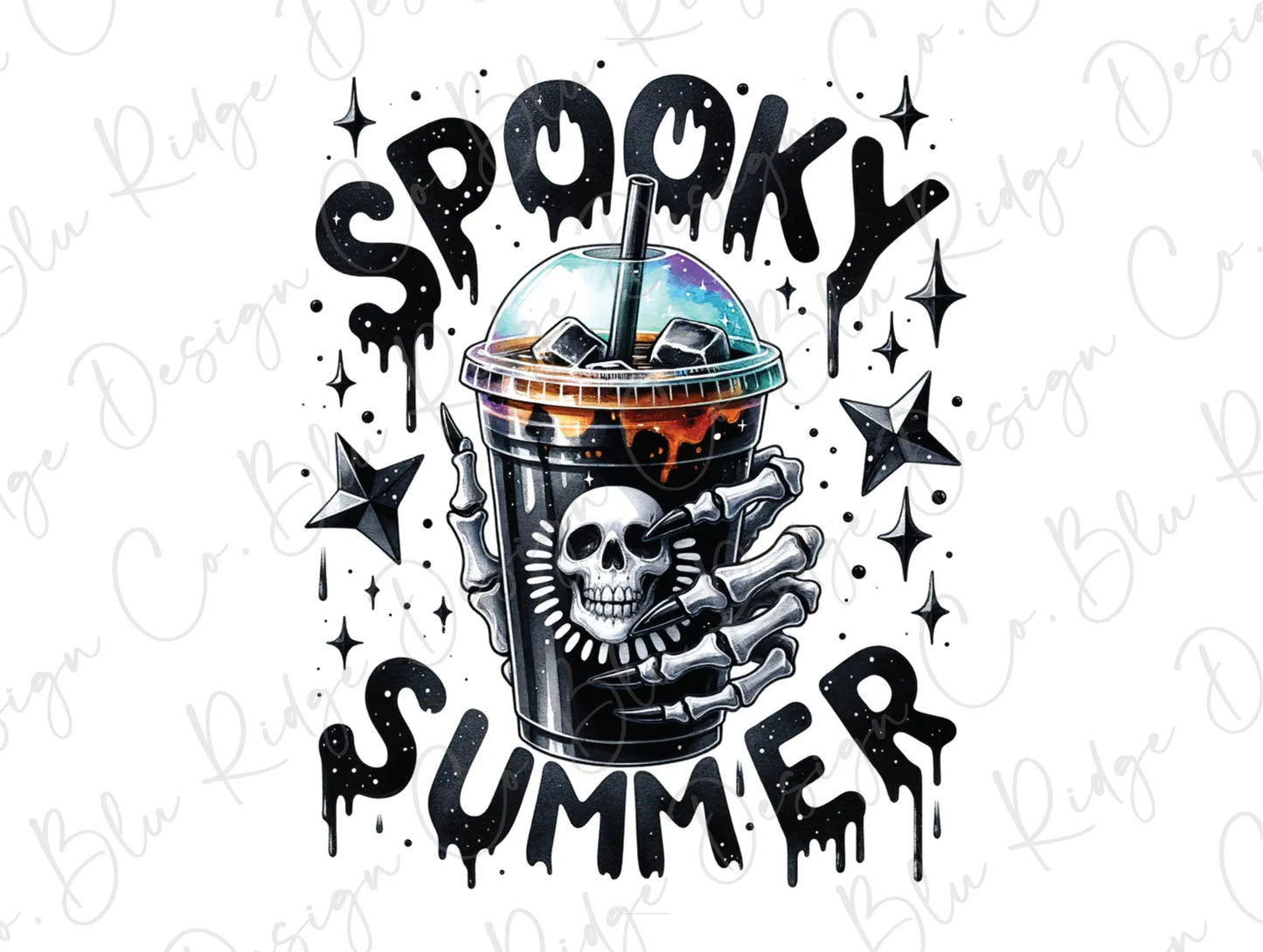 a drink with a skull on it and the words spooky summer