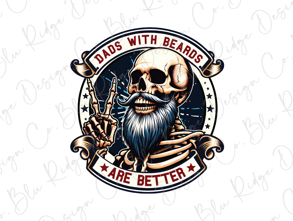 a skull with a long beard and a long mustache
