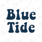 the text "Blue Tide" in a stylized font.