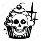 a cupcake with a skull on top of it