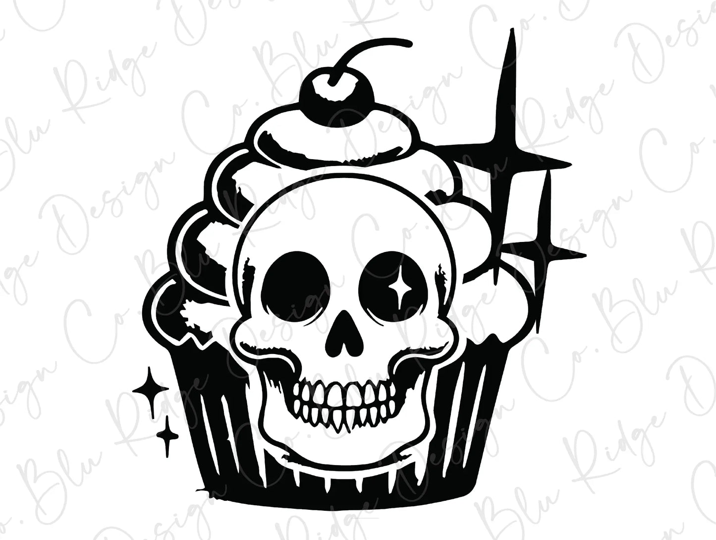 a cupcake with a skull on top of it