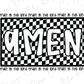 a black and white checkered pattern with the words men