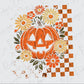 Floral Checkered Pumpkin Graphic T-Shirt
