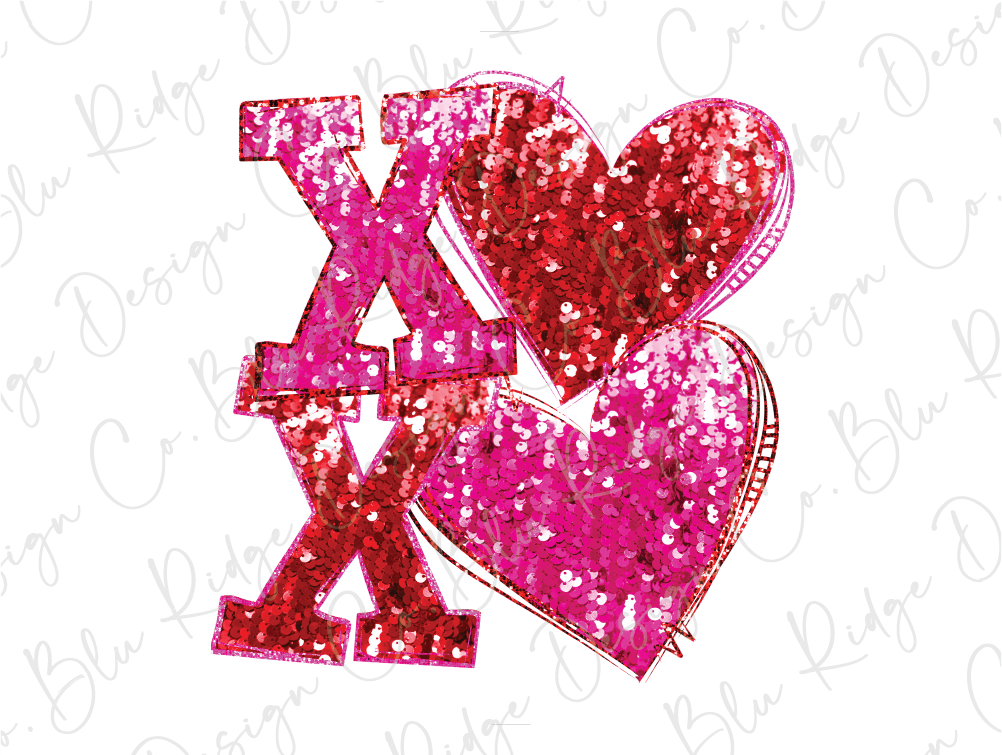 a pair of hearts with the letter x in the middle