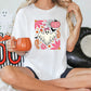 Pink Boho Ghost Floral Collage Graphic T-Shirt
