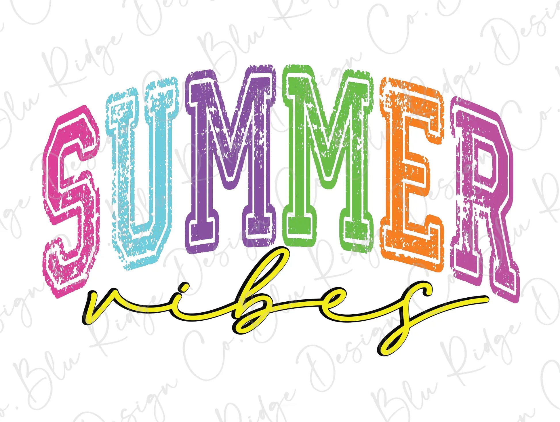 the word summer is written in different colors