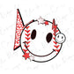 a baseball with a smile and stars on it