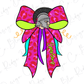 A colorful bow with a helmet on it, featuring the word "Spartans" written on it.