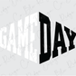 a black and white photo of the word game day