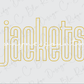 the word "jackets" written in a stylized font, with the word "jacket" being larger than the rest of the text.