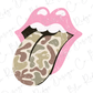 the rolling stones'tongue with camouflage print on it