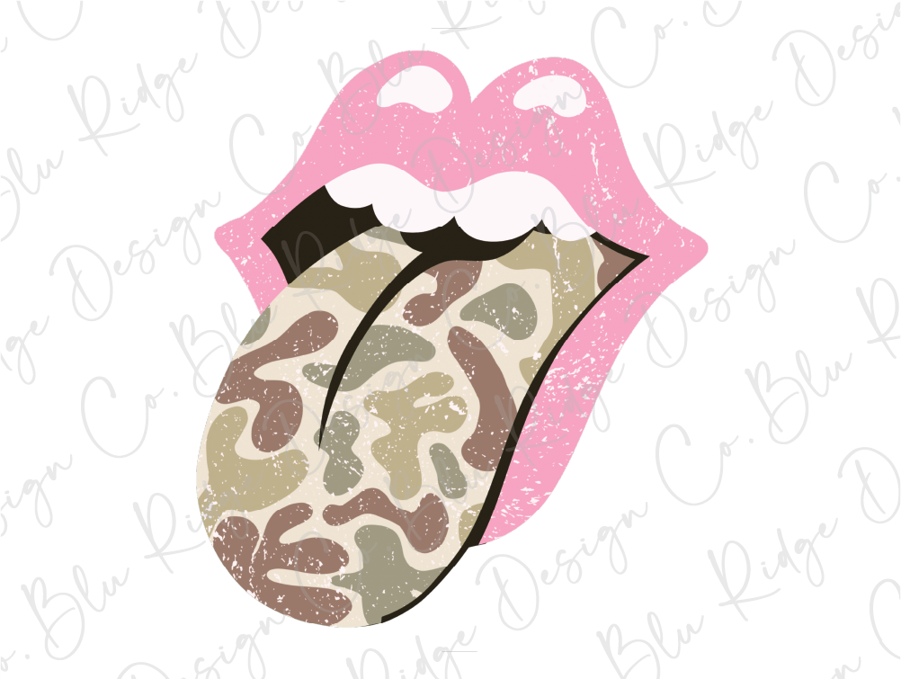 the rolling stones'tongue with camouflage print on it