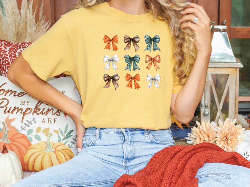 Fall Bow Collage Graphic T-Shirt