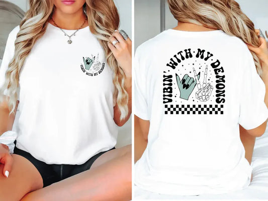 Vibin With My Demons (Back/Pocket) Combo Graphic T-Shirt