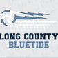 a volleyball logo with the text "LONG COUNTY BLUETIDE" below it.