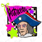 A cartoon illustration of a person wearing a patriotic hat and sunglasses, with a banner that says "Patriots" and stars surrounding the figure.