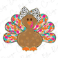 Pretty Brush Stroke Thanksgiving Turkey Graphic T-Shirt