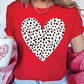 Leopard Valentines Day Heart Graphic T-Shirt