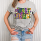 Mardi Gras Colorful Block Letters and Party Beads Graphic T-Shirt