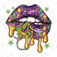 Mardi Gras Party Time Lips Graphic T-Shirt