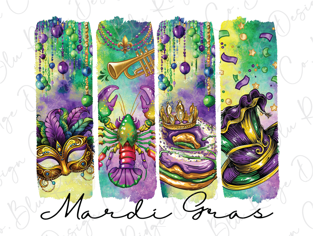 Mardi Gras Brushstroke Mask Graphic T-Shirt