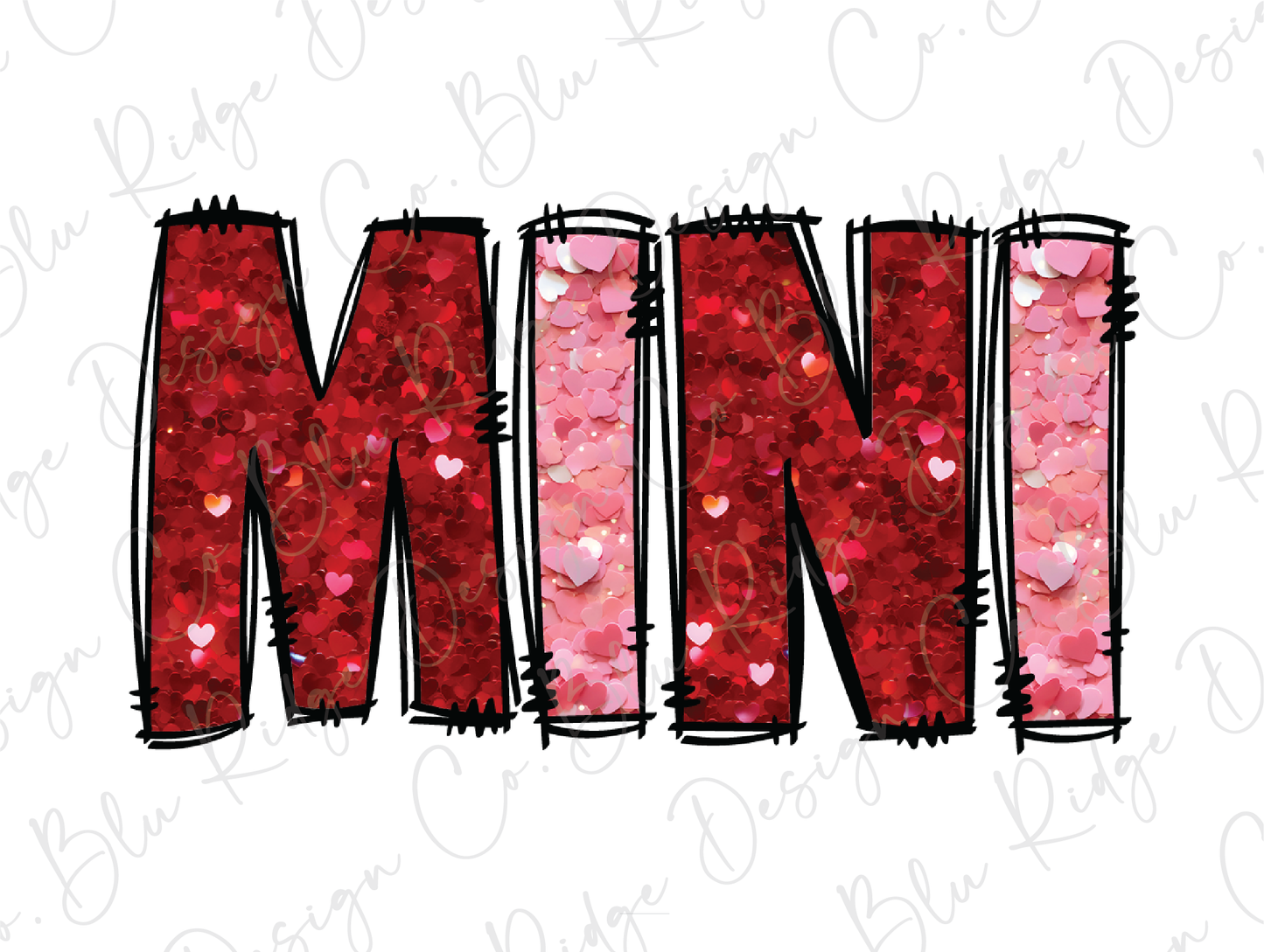 Valentines Day Mini Pink and Red Glitter Graphic T-Shirt