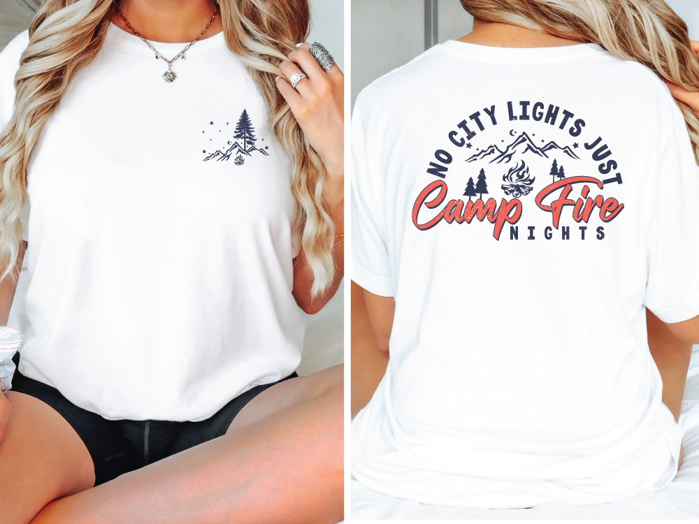 No City Lights, Just Campfire Nights (Back/Pocket) Combo Graphic T-Shirt