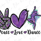 Peace, Love, Dance Graphic T-Shirt
