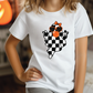 Retro Groovy Checkered Halloween Girly Ghost Graphic T-Shirt