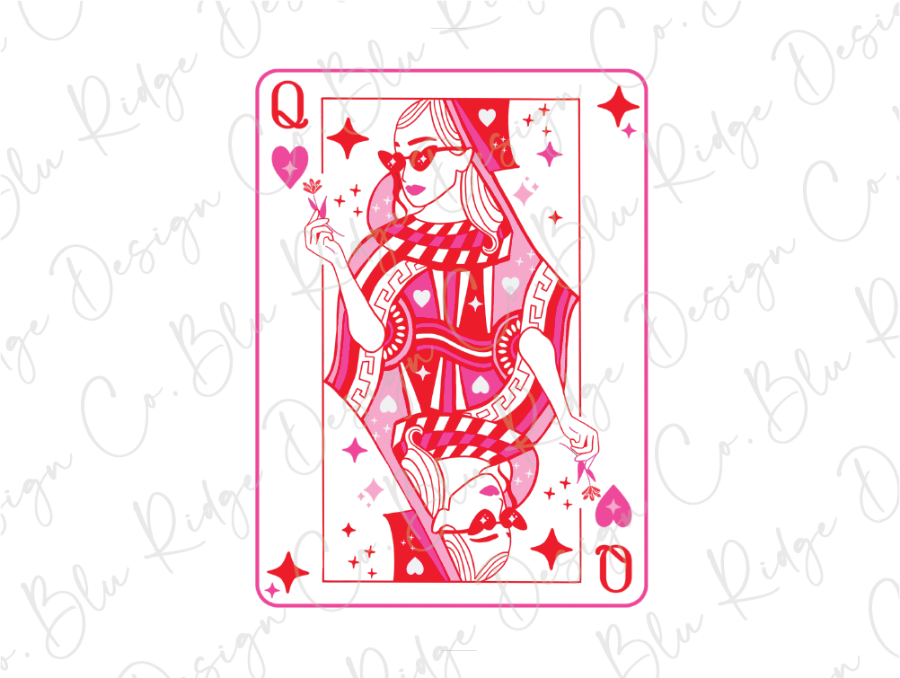 Queen of Hearts Playing Card Valentines Day Graphic T-Shirt
