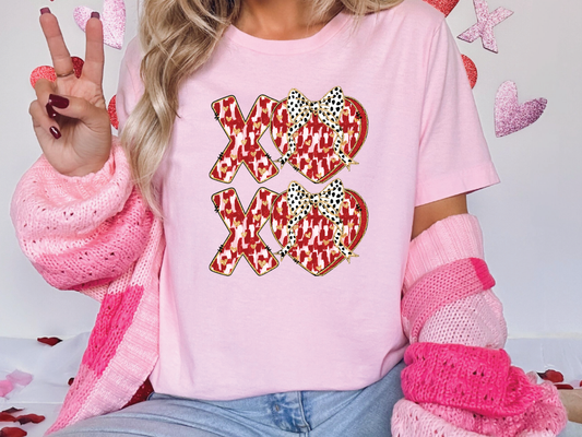 Stacked XOXO Watercolor Brushstroke Perdita Dot Valentines Day Graphic T-Shirt